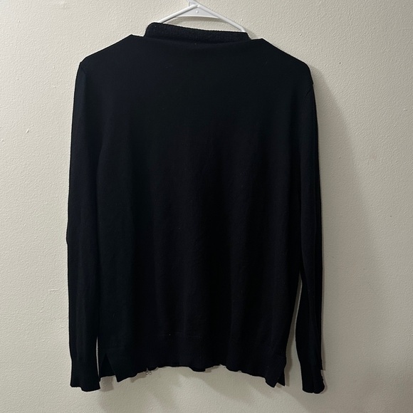 Zipper Glitter Embellishment Black Sweater - Picture 2 of 6